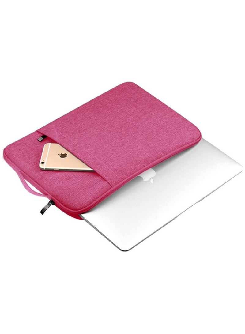 حقيبة كمبيوتر محمول متوافقة مع MacBook Air 13 بوصة A2337 M1 A2179 A1932 2018-2022/Pro 13 M2 M1 A2338 A2251 A2289 A2159 A1989 A1706 A1708، حافظة عمودية من البوليستر مع جيب (وردي) - Image 3