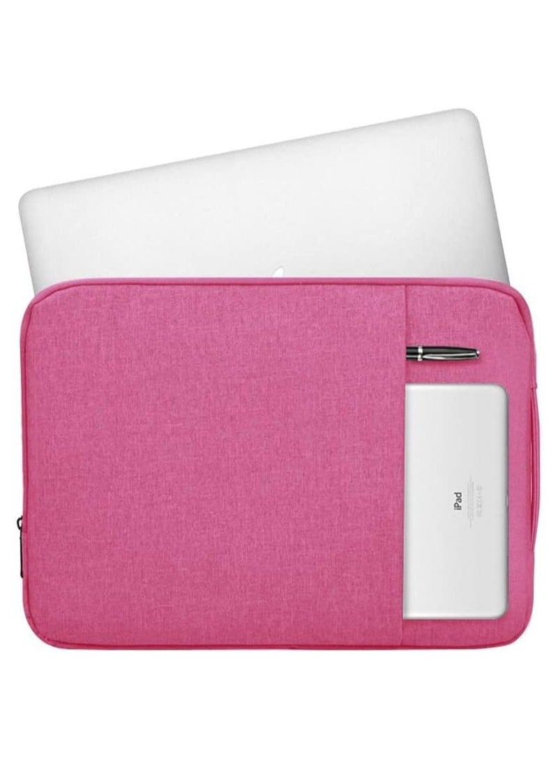حقيبة كمبيوتر محمول متوافقة مع MacBook Air 13 بوصة A2337 M1 A2179 A1932 2018-2022/Pro 13 M2 M1 A2338 A2251 A2289 A2159 A1989 A1706 A1708، حافظة عمودية من البوليستر مع جيب (وردي) - Image 4