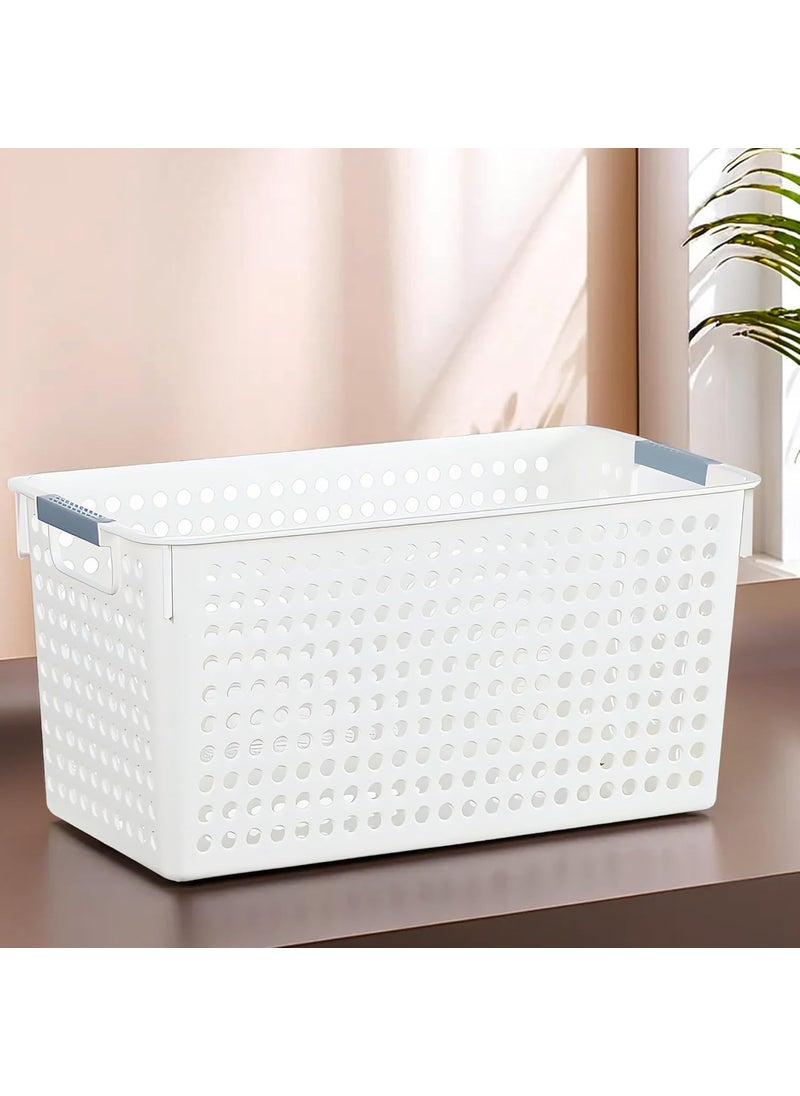 Umai UMAI Shelf Plastic Basket For Storage with Handles | Organisers Storage Box for Clothes | Storage Baskets | Storage Basket for Clothes, Toys | Cloth Organizer for Wardrobe | Bathroom Organiser |White  - Image 1