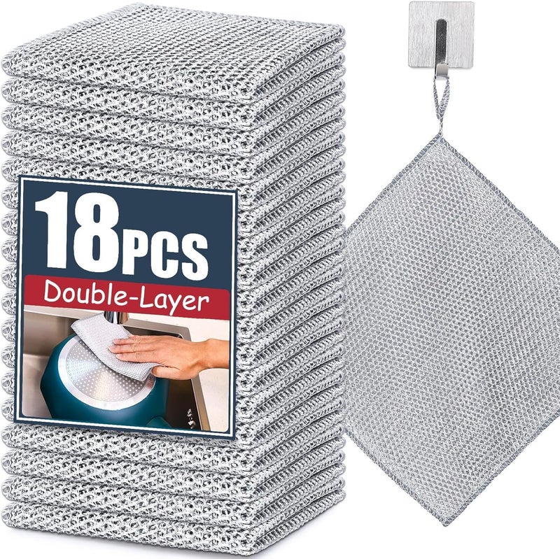 ARNICA Stainless Steel Dish Scrubber NonScratch Steel Scrubber for Utensils Dish Cloths Rags for Washing Dishes Kitchen Scrubber and Multipurpose Cleaning Accessories Pack of 18 - Image 1