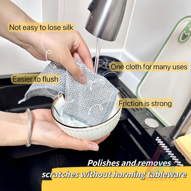 ARNICA Stainless Steel Dish Scrubber NonScratch Steel Scrubber for Utensils Dish Cloths Rags for Washing Dishes Kitchen Scrubber and Multipurpose Cleaning Accessories Pack of 18 - Image 2