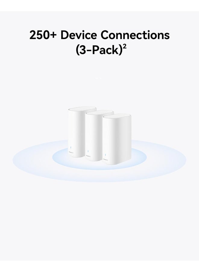 HUAWEI WiFi Mesh 3+ 128MB RAM+128MB ROM White 3000Mbps, 3-pack, Dual-Band Wi-Fi 6 AX30001, Whole-Home Wi-Fi, 250+ Device Connections, Dual-Band Wi-Fi 6 AX30001, Whole-Home Wi-Fi (53030DTG) White - Image 4