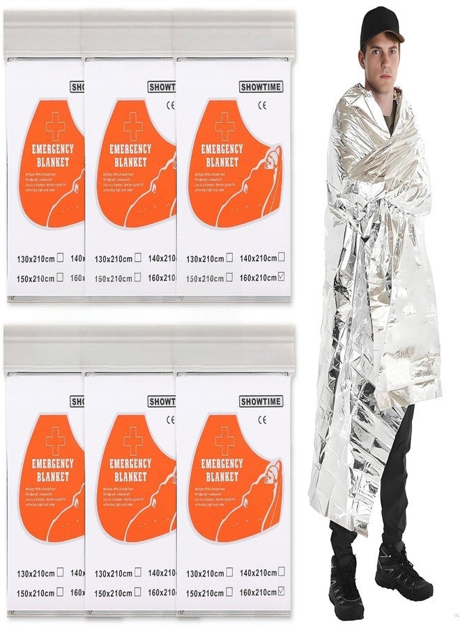 JREEPEE 6 Pack Emergency Thermal Blankets for Survival, 82.67”x62.99” Extra Large Mylar Space Blankets, Waterproof & Windproof for Outdoor Camping, Hiking, Survival Kit, First Aid, Car Emergency - Image 1