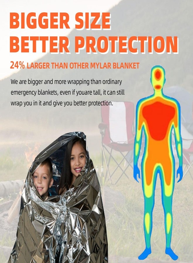 JREEPEE 6 Pack Emergency Thermal Blankets for Survival, 82.67”x62.99” Extra Large Mylar Space Blankets, Waterproof & Windproof for Outdoor Camping, Hiking, Survival Kit, First Aid, Car Emergency - Image 3