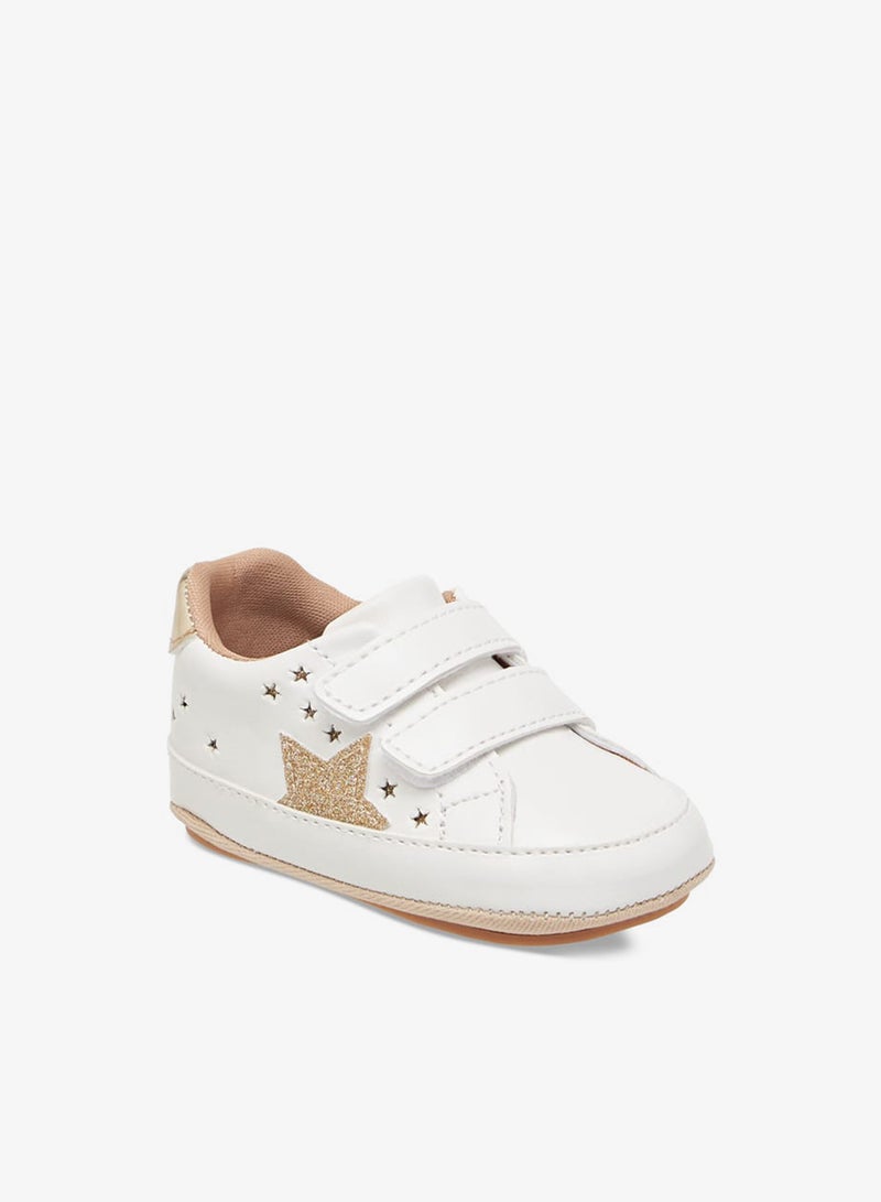 Barefeet Girls Star Cutwork Detail Booties with Hook and Loop Closure - Image 2