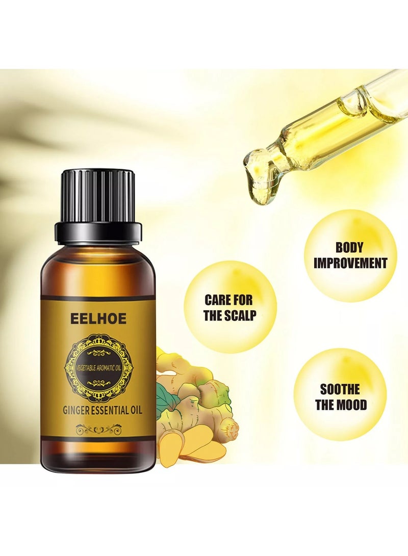 EELHOE Belly Drainage Ginger Essential Oil 10ml , Plant Aroma Oil For Body Massage Therapy , Pure & Natural Undiluted Oil For Relieving Body Pain, Stress & Tiredness , Unisex - Image 2