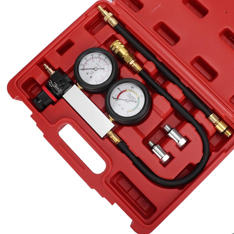 Double Pressure Gauge Cylinder Leak Tester Kit 0 7bar 100psi With Protective Rubber Cover Portable Storage Case - Image 3