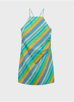 MANGO Halter Dress With Striped Print  - Image 4
