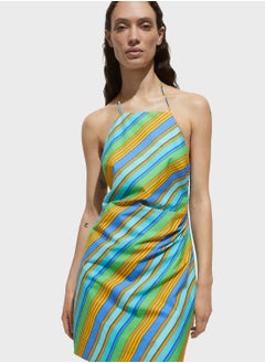 MANGO Halter Dress With Striped Print  - Image 3