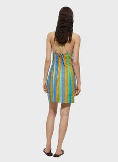MANGO Halter Dress With Striped Print  - Image 2