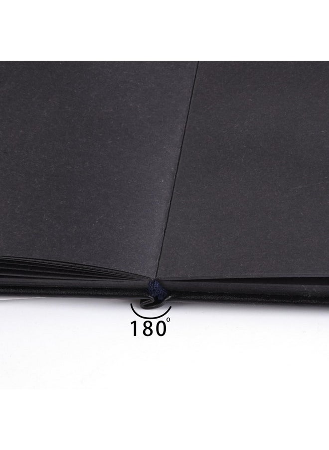 Qianshan 5" X 5" Square Handy Pocket Hardcover Pu Leather Sketchbook,80 Sheets 110 Gsm Premium Black Paper, Acid Free Art Black Sketch Book Artistic Drawing Painting Writing For Beginners Artists.Black Paper  - Image 3