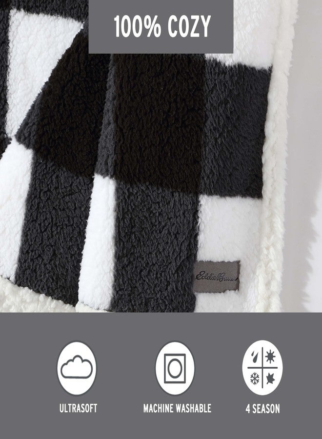 Eddie Bauer - Blanket, Super Soft Reversible Sherpa & Brushed Fleece Bedding, Throw Blankets for Couch, Ideal for Lounging (Black Check) - Image 2