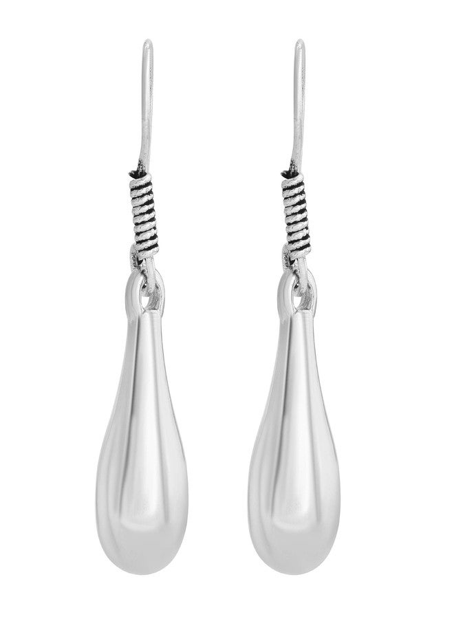 Morir Sliver Plated Teardrop Drop Shaped Fishhook Dating Dangle Fashionable Daily Wearing Trendy Earrings Jewelry for Women and Girls (Size-30mm*10mm) - Image 1
