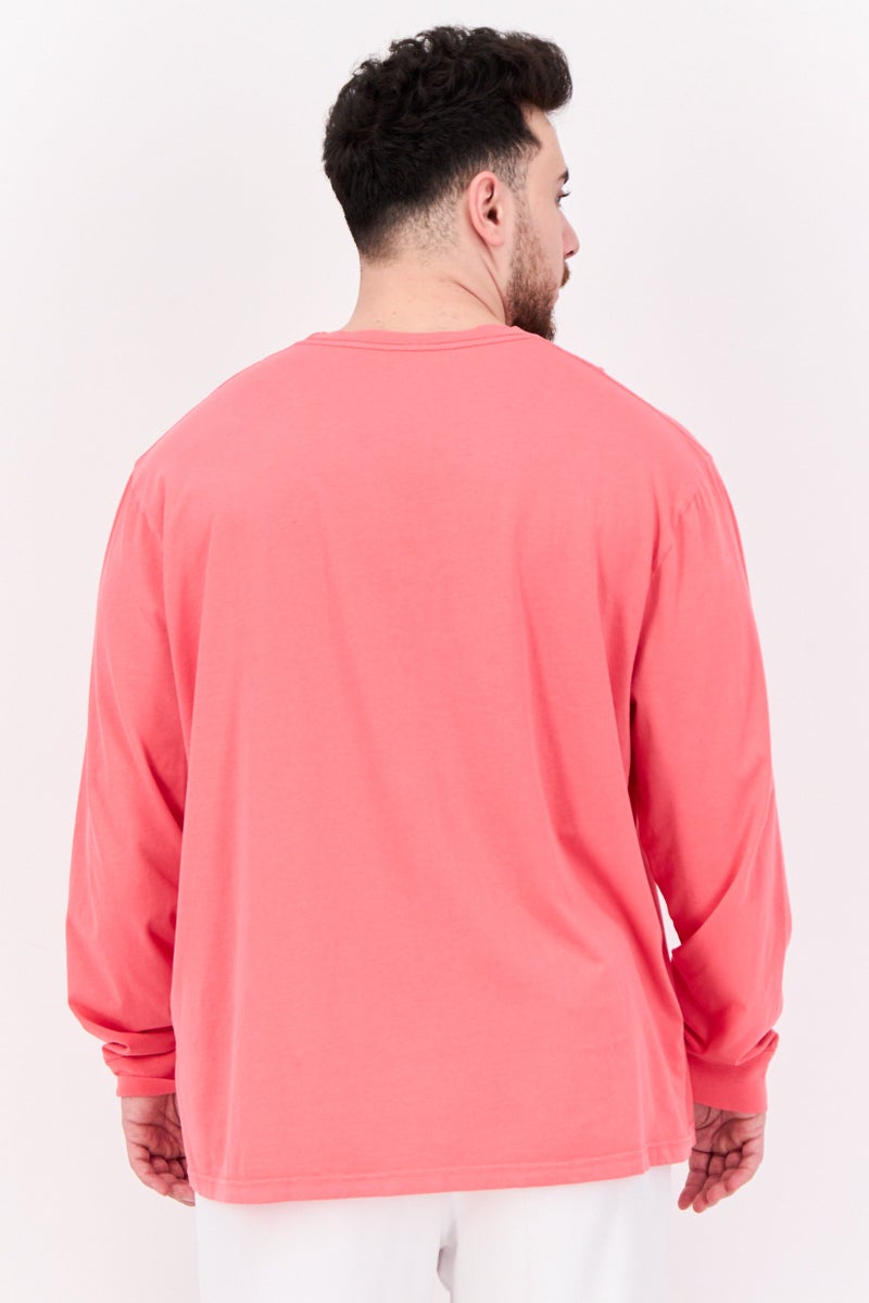 TRUE GRIT Men Crew Neck Long Sleeves Graphic Printed T-Shirt, Pink - Image 3