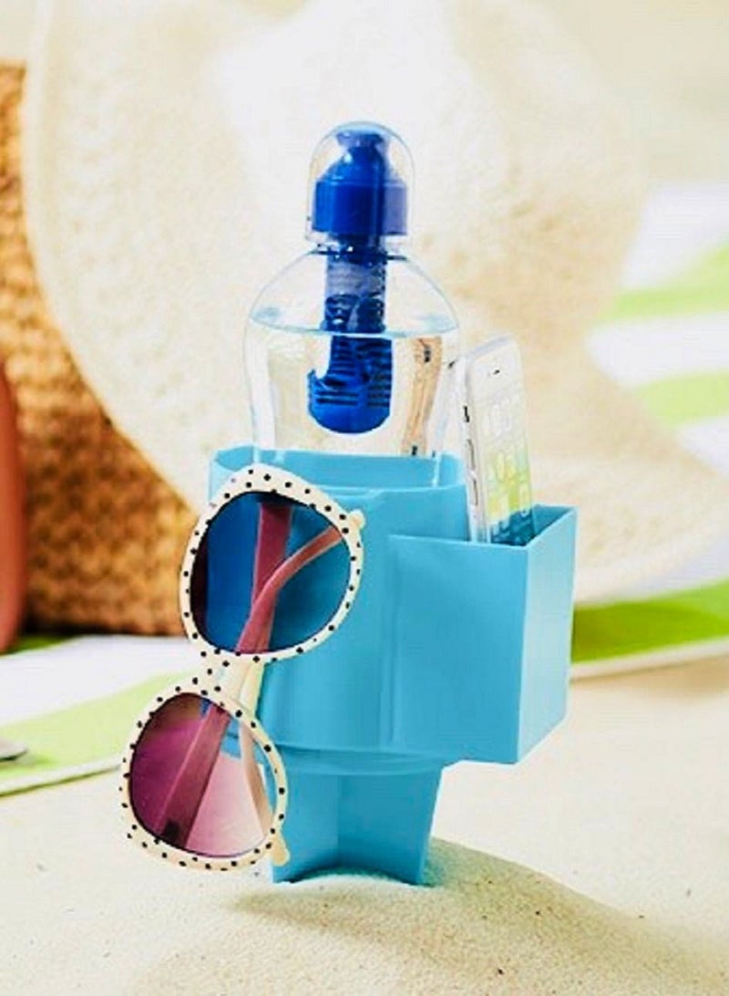 سلة حامل للشاطىء خاص بالرمل للمشروبات والهاتف الجوال  وغيرها، لون أزرق فاتح - Image 4