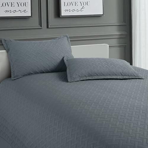 Nirwana Decor BedBliss Ultrasonic 280 TC All Season Supersoft King Size Bedding Set/bedcover/Rajaai Quilted Set with 2 Pillow Covers, 150 GSM (90x100 inches, Dark Grey) - Image 4