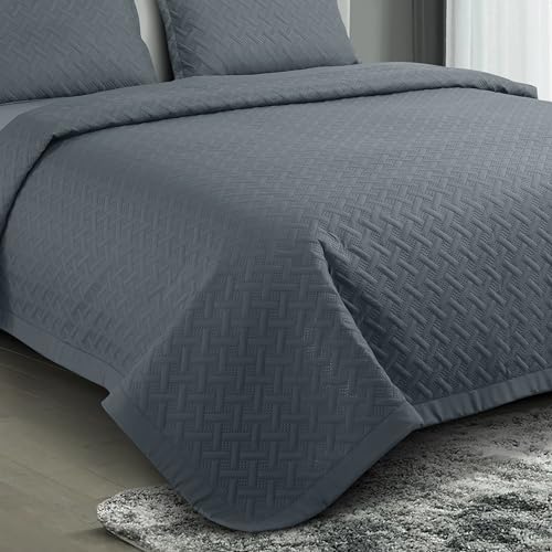 Nirwana Decor BedBliss Ultrasonic 280 TC All Season Supersoft King Size Bedding Set/bedcover/Rajaai Quilted Set with 2 Pillow Covers, 150 GSM (90x100 inches, Dark Grey) - Image 3