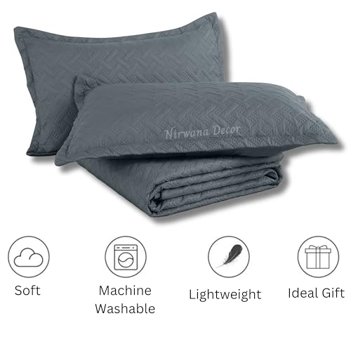 Nirwana Decor BedBliss Ultrasonic 280 TC All Season Supersoft King Size Bedding Set/bedcover/Rajaai Quilted Set with 2 Pillow Covers, 150 GSM (90x100 inches, Dark Grey) - Image 5