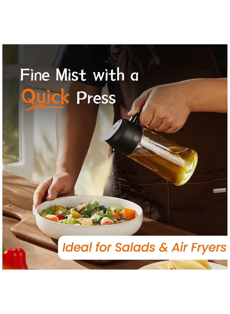 تافورا بخاخ زيت المطبخ تافورا 470 مل - بخاخ زيت 2 في 1 للمقلاة الهوائية لطهي السلطات والخل ومستلزمات المطبخ - أسود - Image 2