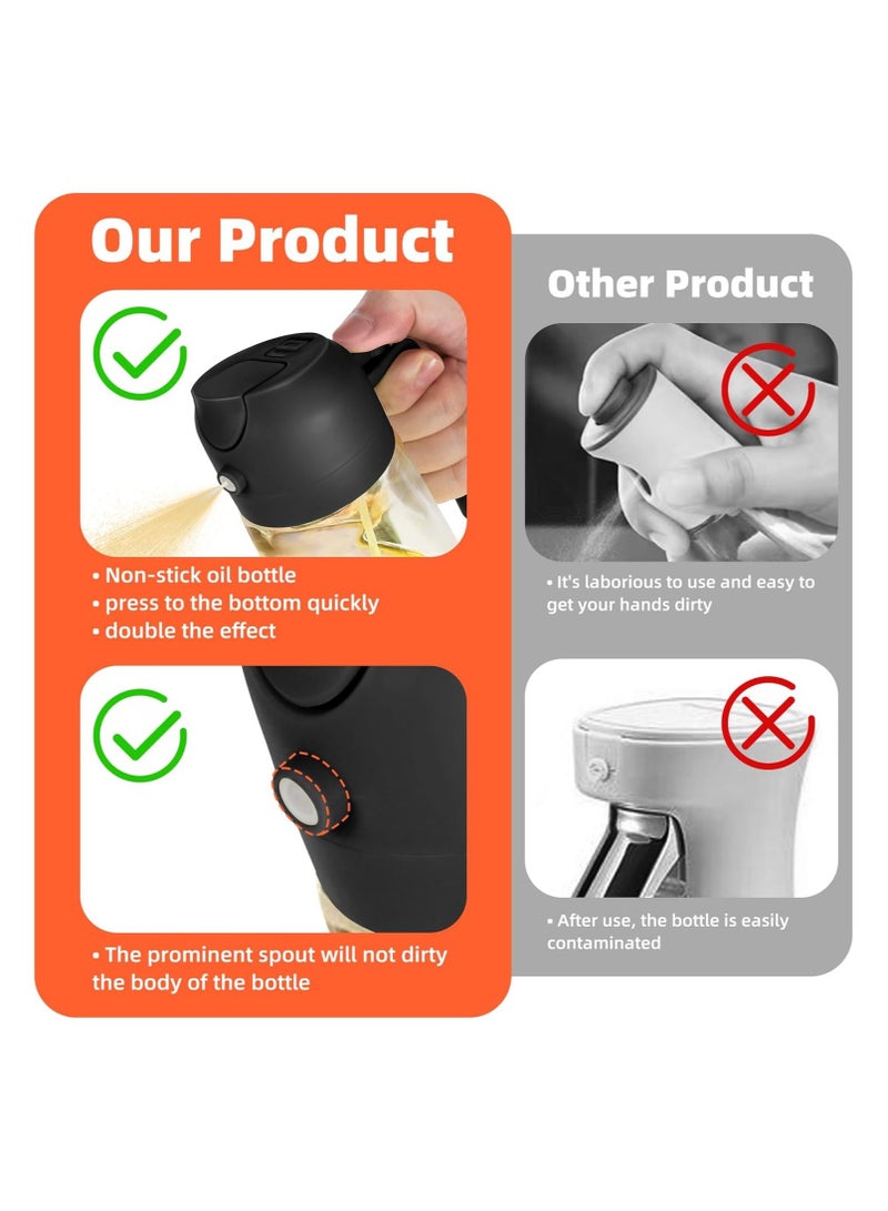 تافورا بخاخ زيت المطبخ تافورا 470 مل - بخاخ زيت 2 في 1 للمقلاة الهوائية لطهي السلطات والخل ومستلزمات المطبخ - أسود - Image 4