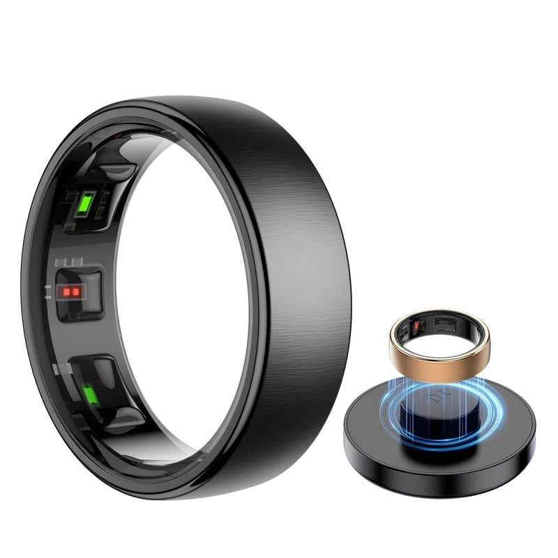 MISIRUN Smart Ring R10 Gesture Control Heart Rate Body Temperature Blood Oxygen Sleep Monitor 5ATM Waterproof Multi Sport Smart Ring, Silver 2372264 - Image 2