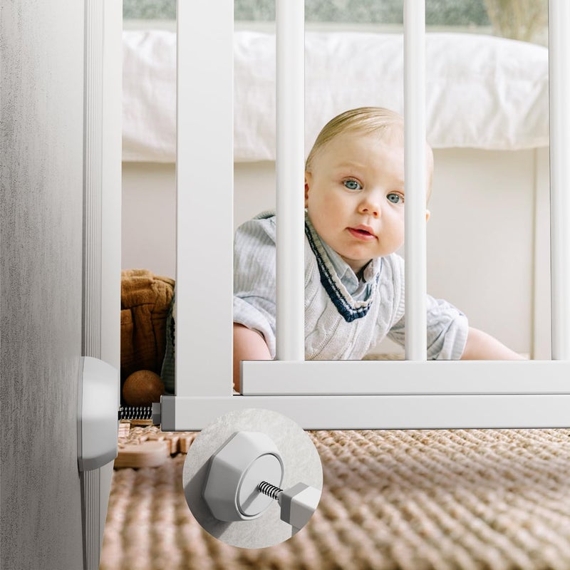 ICERO Baby Gate Wall Protector - Protect Walls & Doorways from Pet & Dog Gates - Pressure Mounted Gates Work on Stairs - Gates Wall Cups - 4 Pack - White - Image 3