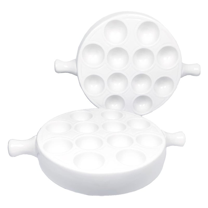 jinsongdafa Ceramic escargot baking platefor appetizers grilled snails scallops 933inch2 pieces tableware with handle oven safe suitable for homes restaurants hotels and foodies White