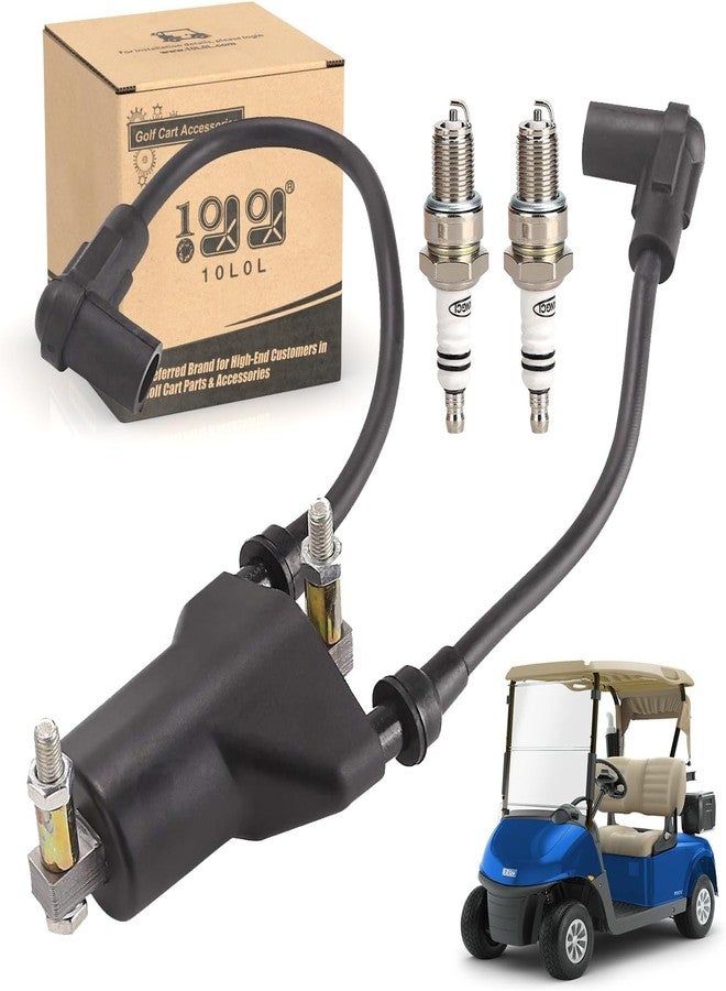 10L0L Golf Cart EZGO Dual Ignition Coil with Spark Plugs for EZGO 4-Cycle 1991-2002 Pre-MCI Engine/Robin 295CC Robin 350CC Gas Models, OEM 26652G01,EPIGC103 - Image 1