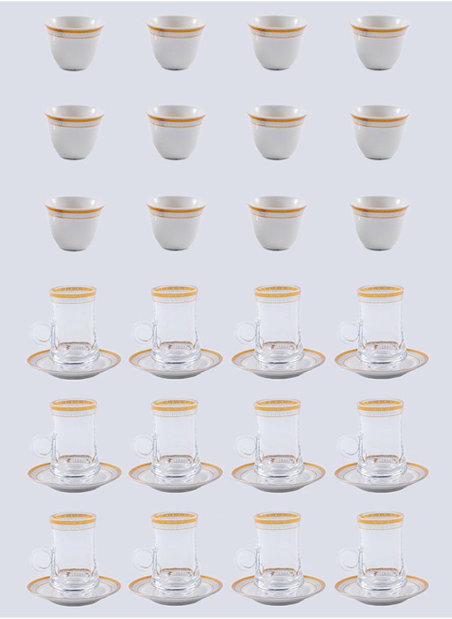 Dove 36-Piece Tea & Coffee Glass And Porcelain Set White/Gold/Clear, Serve for 12  - Image 1