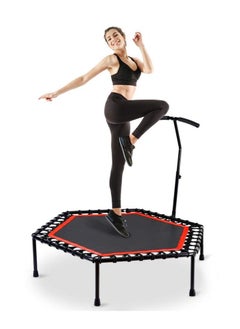 XiuWoo 48 inch Silent Mini Trampoline with Adjustable Handle Bar Fitness Trampoline Bungee Rebounder Jumping Cardio Trainer Workout  - Image 1