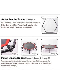 XiuWoo 48 inch Silent Mini Trampoline with Adjustable Handle Bar Fitness Trampoline Bungee Rebounder Jumping Cardio Trainer Workout  - Image 2