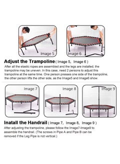 XiuWoo 48 inch Silent Mini Trampoline with Adjustable Handle Bar Fitness Trampoline Bungee Rebounder Jumping Cardio Trainer Workout  - Image 3