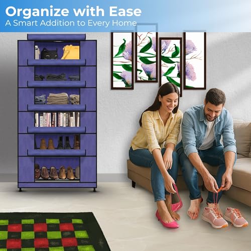 TRENDY Multipurpose Shoe Rack Cabinet 6 Layer All-in-one Storage Organizer with Dustproof Cover | Space-Saving Shoe Stand for Home, Wardrobe & Entryway - Image 4