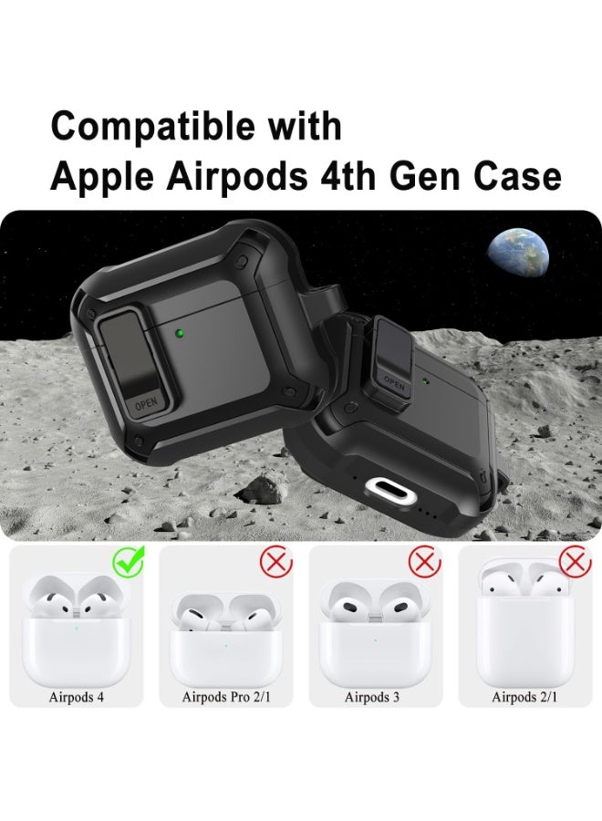 أنيوغرو غطاء حقيبة Airpods 4 مع مجموعة تنظيف، مادة PC مع قفل آمن غطاء متين لحقيبة Airpods الجيل الرابع 2024 LED مرئي في مقدمة الحقيبة - Image 2