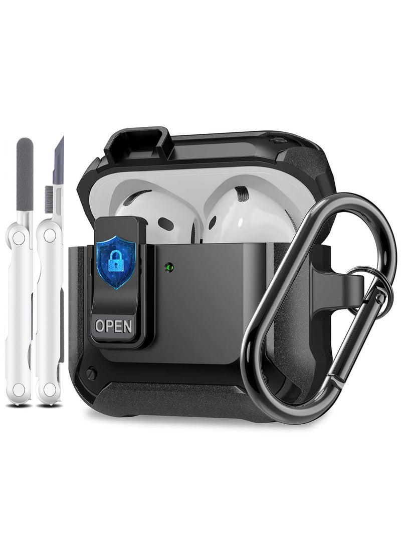 أنيوغرو غطاء حقيبة Airpods 4 مع مجموعة تنظيف، مادة PC مع قفل آمن غطاء متين لحقيبة Airpods الجيل الرابع 2024 LED مرئي في مقدمة الحقيبة - Image 1