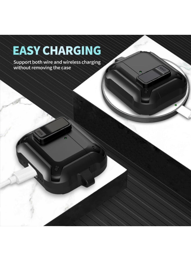 أنيوغرو غطاء حقيبة Airpods 4 مع مجموعة تنظيف، مادة PC مع قفل آمن غطاء متين لحقيبة Airpods الجيل الرابع 2024 LED مرئي في مقدمة الحقيبة - Image 4