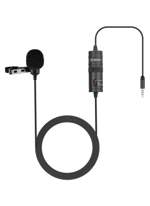 Lavalier Microphone M1 BY-M1 Black BOYA BY-MM1+ Professional Audio Recording Microphone – On-Camera, Cardioid, Condenser, Mini Mic for Smartphone, DSLR, DV, Live Streaming, Interviewing, and Vlogging