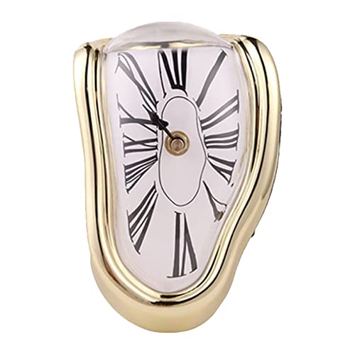 Carkio Creative Melting Clock,Carkio Wall Clock Decorative Salvador Dali Watch Melted Clock for Home Office Shelf Desk Table Decoration,Funny Creative Gift (Gold) - Image 1