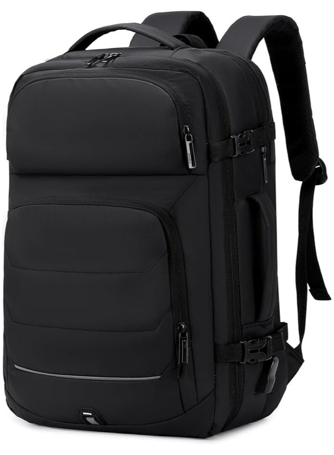 Rahala Laptop Bag Expandable Backpack for 15.6 inch LapotpTravel Backpack Water-resistant Business School Backpack with USB RAL2201 Black  - Image 1
