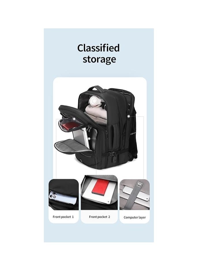 Rahala Laptop Bag Expandable Backpack for 15.6 inch LapotpTravel Backpack Water-resistant Business School Backpack with USB RAL2201 Black  - Image 5