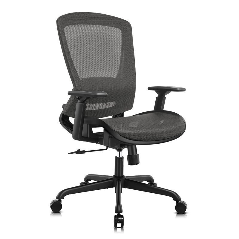 ELABEST Mesh Office ChairErgonomic Computer Desk ChairSturdy Task Chair Adjustable Lumbar Support  ArmrestsTilt FunctionComfort Wide SeatSwivel Home Office Chair Grey