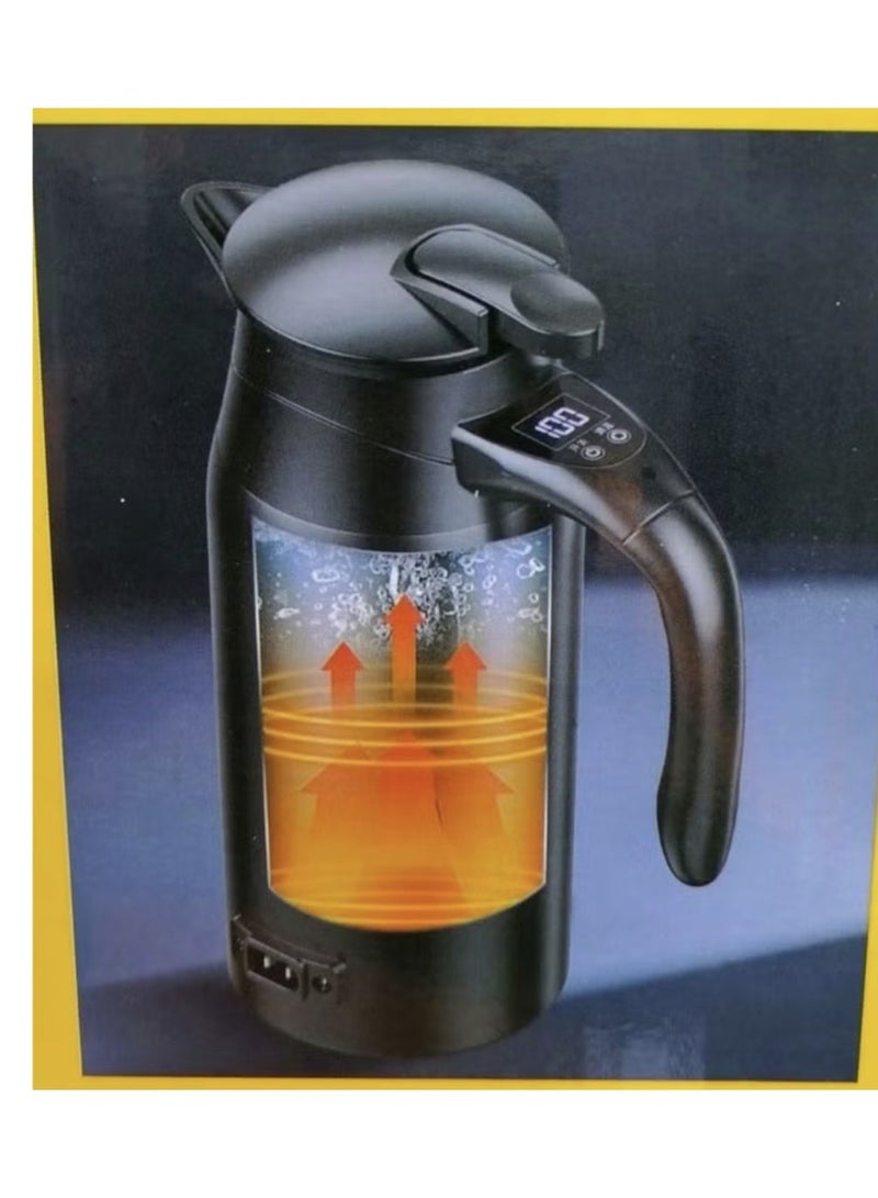 Denx Car Electric Kettle Digital Display Stainless Steel 12V/24V 800ml Black - Image 3