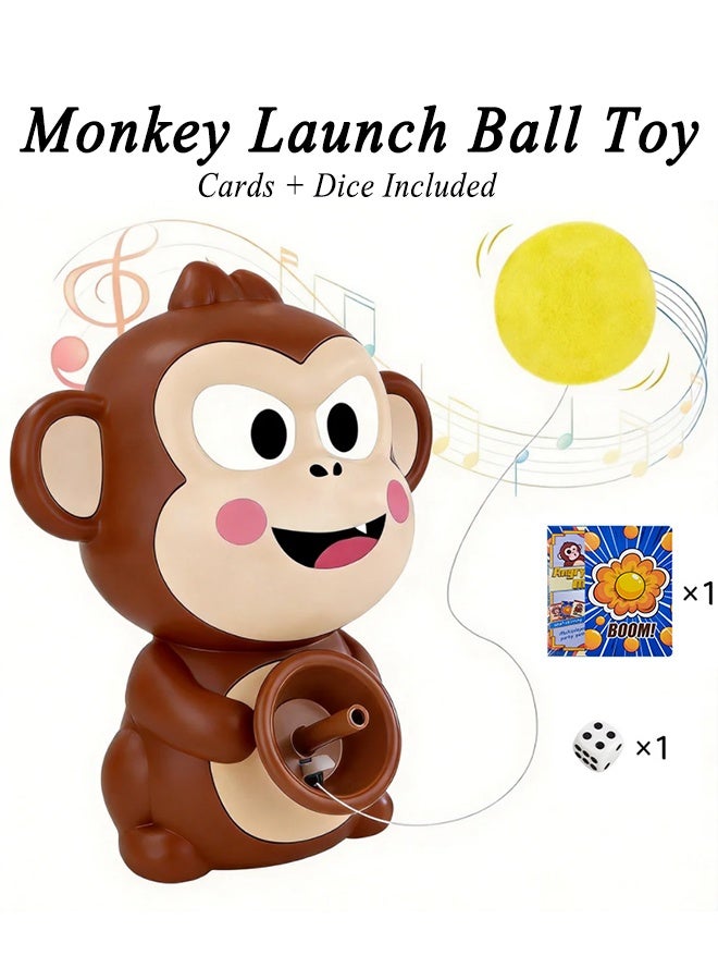 Family Party Games - Monkey Launch Ball Catapult Toy, Gag Toys & Practical Jokes for Kids, Novelty Prank Press-and-Pop Interactive with Cards & Dice - Image 1