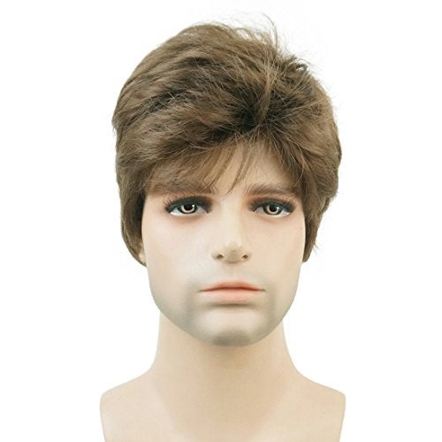 Lydell Men Wig Natural Short Straight Hair Synthetic Full Wigs (Medium ash brown) - Image 2