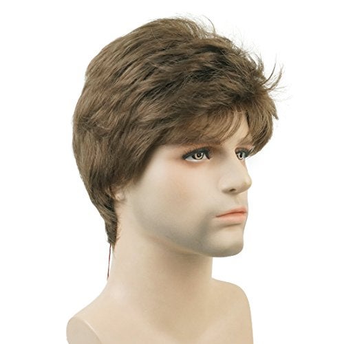 Lydell Men Wig Natural Short Straight Hair Synthetic Full Wigs (Medium ash brown) - Image 3