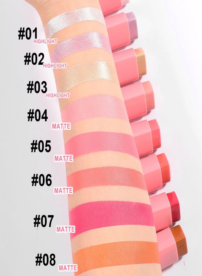 Handaiyan Blush Highlighter Heart Blush Balm Finishing Stick Face Highlighting Pearl Fine Glitter Makeup - Image 2