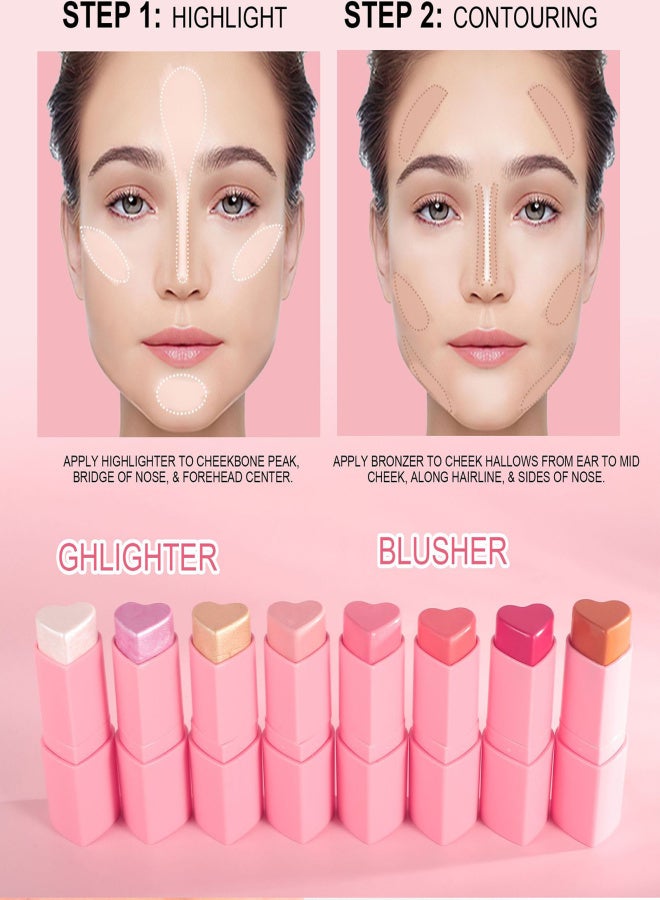 Handaiyan Blush Highlighter Heart Blush Balm Finishing Stick Face Highlighting Pearl Fine Glitter Makeup - Image 4