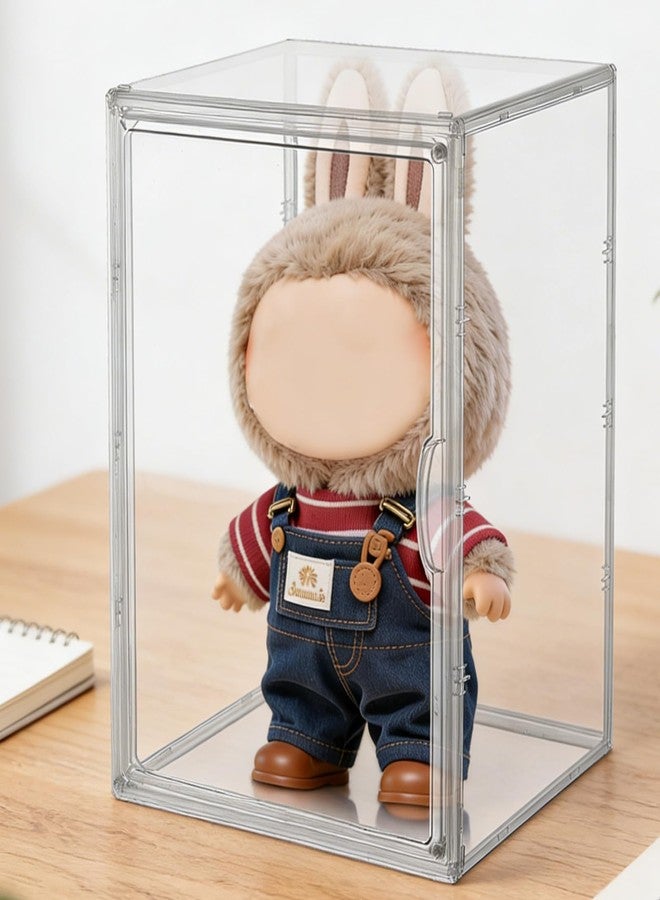 WAKCCIL Display Case Compatible with Labubu 16 inches Height POP MART Doll, Acrylic Clear Dustproof Shelf Box with Magnetic Door, Stackable Storage Cabinet for Plush Dolls Showcase Fall in Wild - Image 3