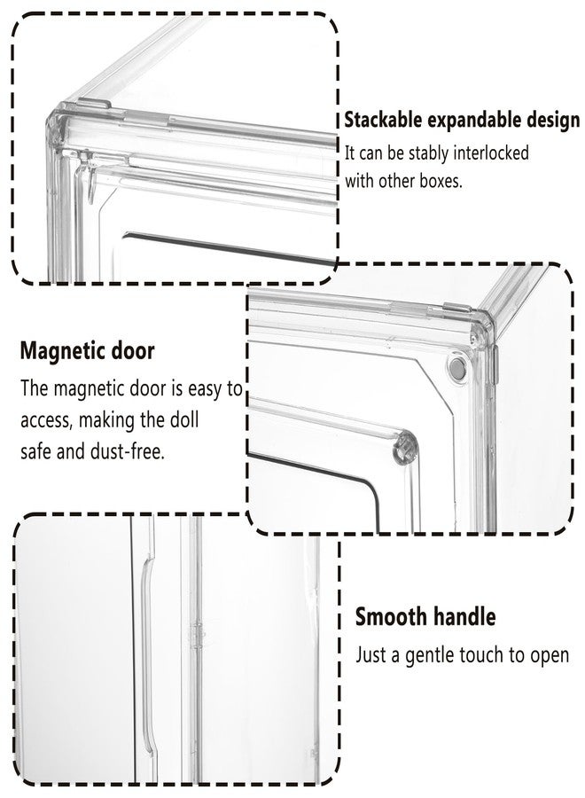 WAKCCIL Display Case Compatible with Labubu 16 inches Height POP MART Doll, Acrylic Clear Dustproof Shelf Box with Magnetic Door, Stackable Storage Cabinet for Plush Dolls Showcase Fall in Wild - Image 5