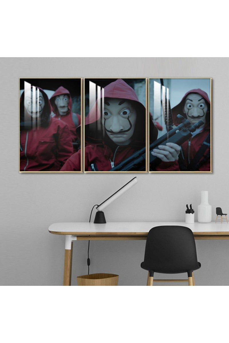 Marktna Three wooden wall painting with a frame and a clear acrylic layer - Image 1